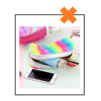 Etui / make-up tasje fluffy Regenboog
